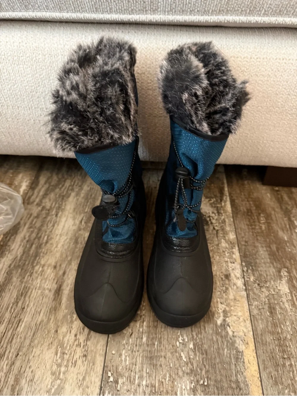 Kamik Kids Ink Blue Powdery Faux-Fur Winter Boots